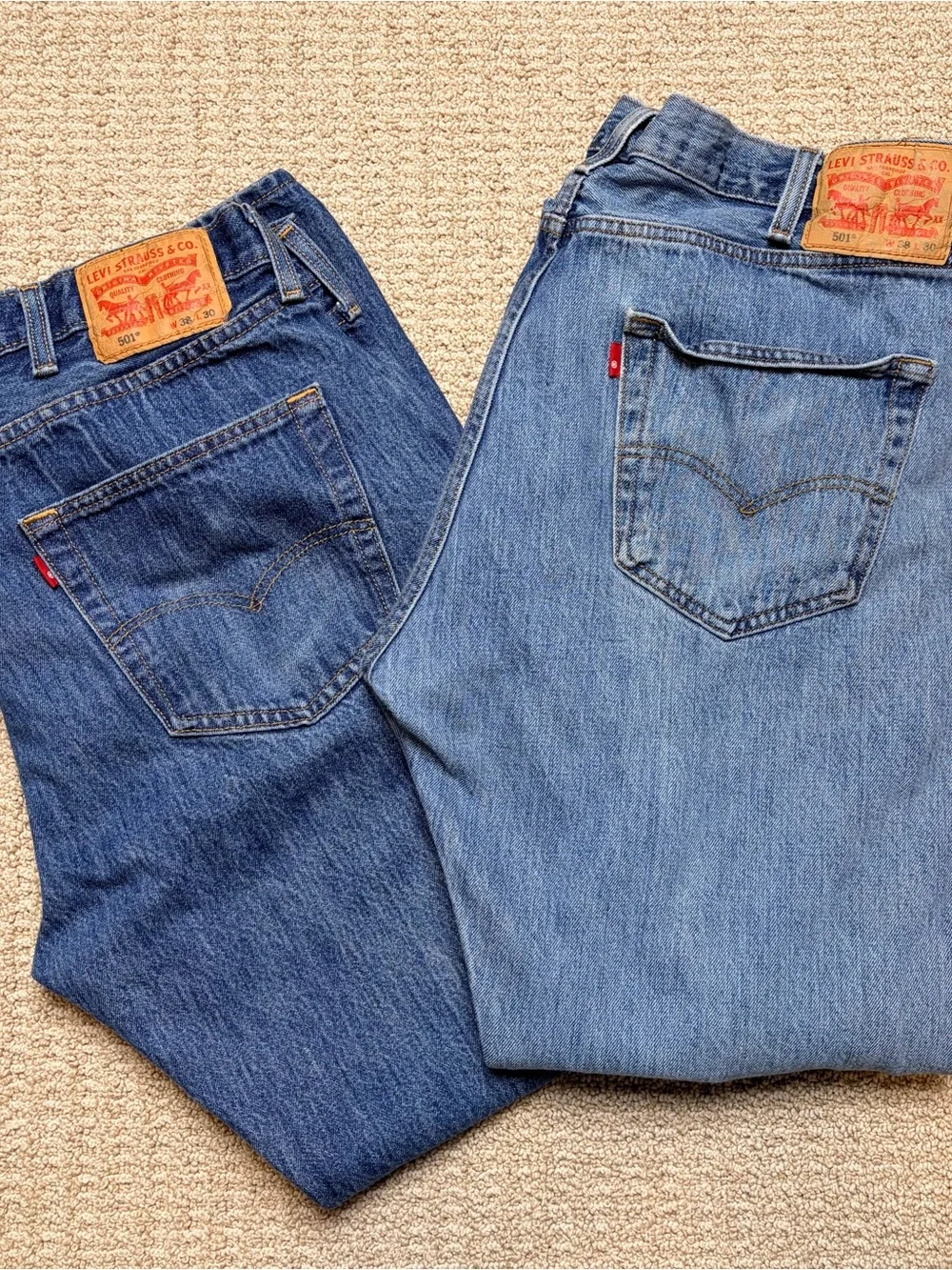 Levi's 501 Men's W38 L30 Original Fit Jeans Button Fly Blue‎ Denim Pack